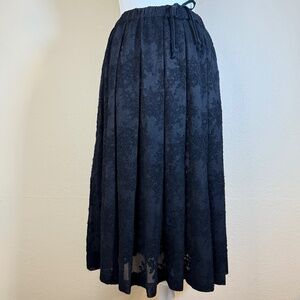 Comme Des Garçons Black Lace Midi Skirt Drawstring Waist